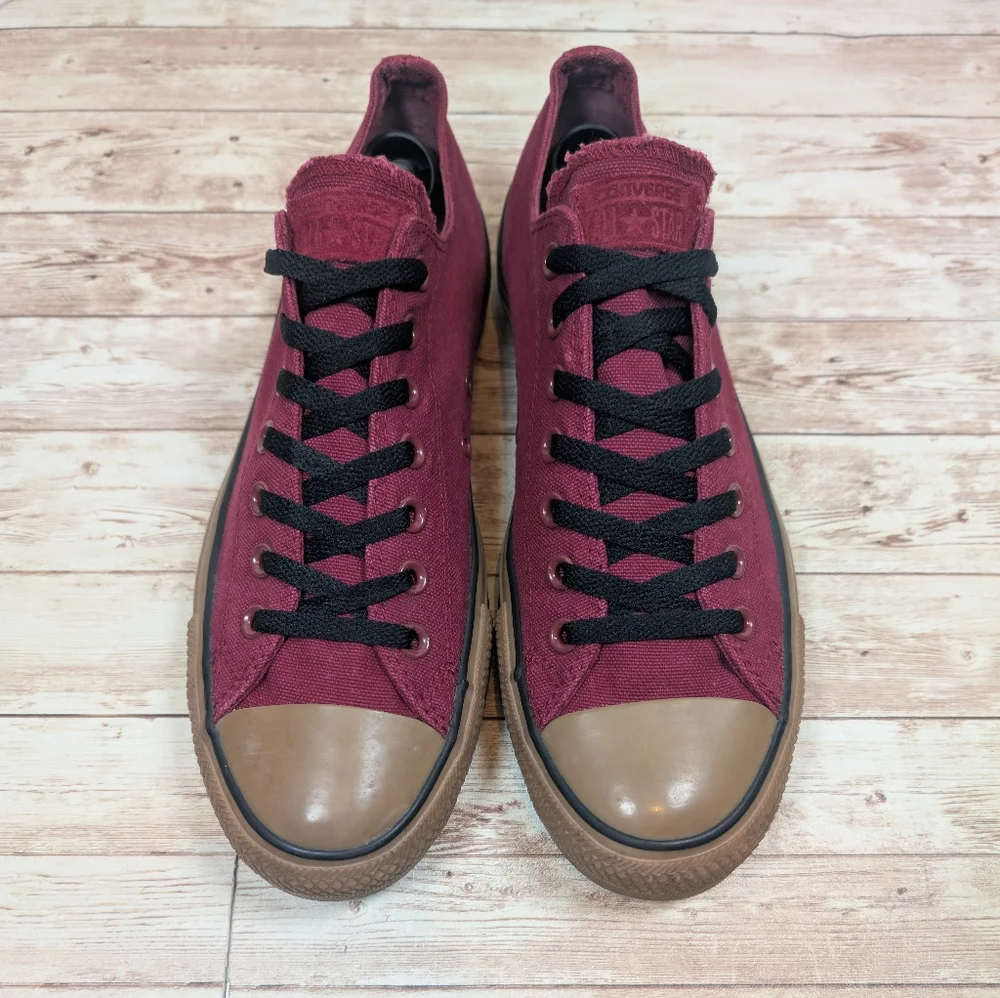 Converse All Star Low Top Wine Tan Gum Outsole Black Laces Dark Red Men's 11 - Picture 9 of 16